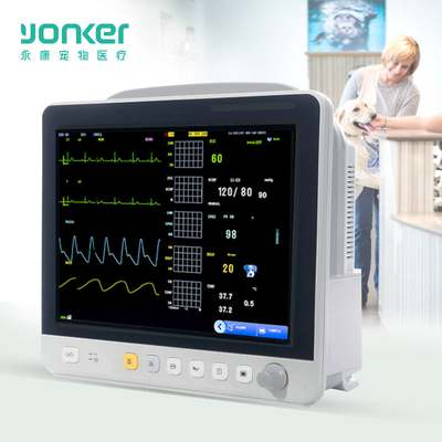 VE12 12.1 Inch Portable Veterinary Monitor Ecg Monitor Yonker 2 Hour 3 Level Audio/visual Alarm Veterinary Monitoring Instrument